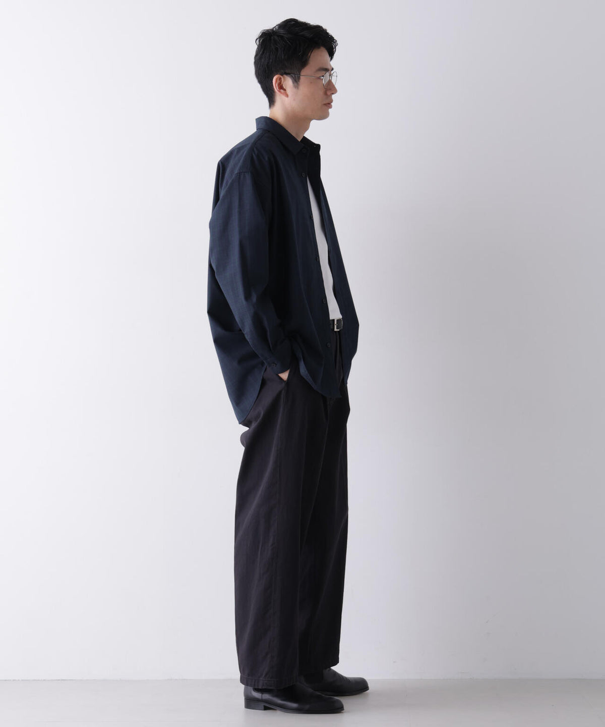 ビッグドレープチェックシャツ 長袖