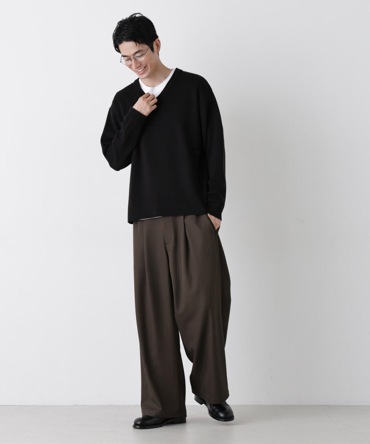 タスマニアウールミックス ミラノリブリラックスVネック