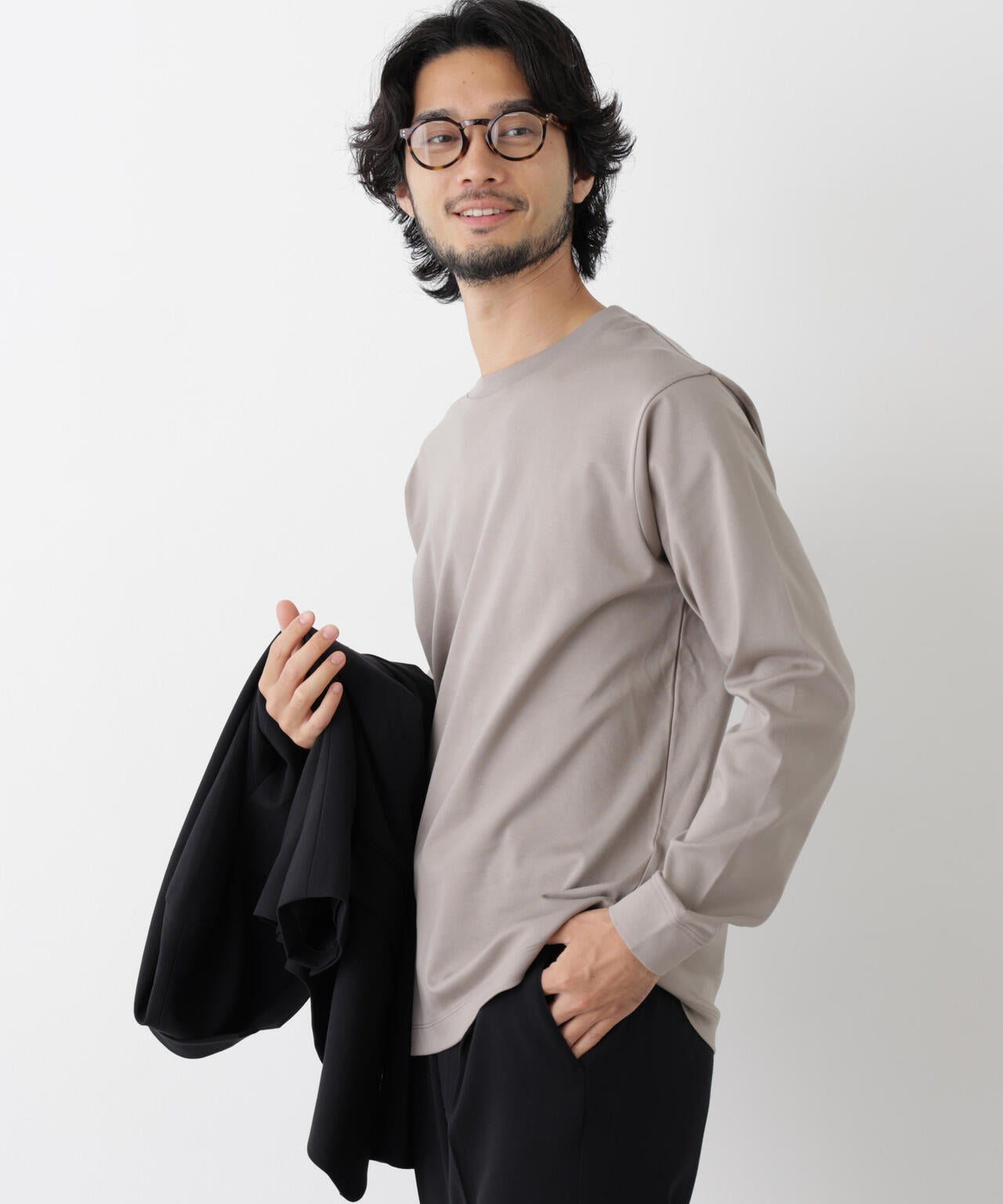 アンチスメルクルーネックTシャツ 長袖 | NANO universe（ナノ