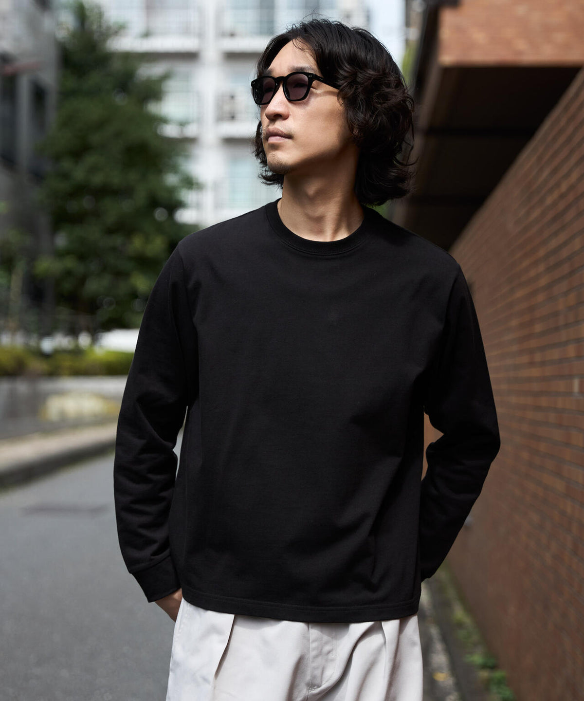 WEB限定/度詰めプレーティングクロップドTシャツ長袖
