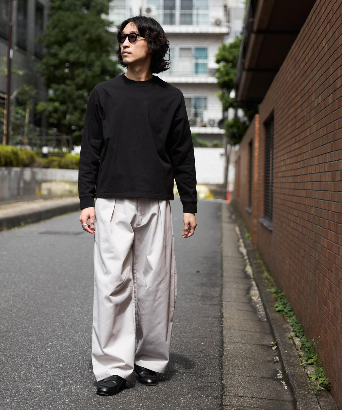 WEB限定/度詰めプレーティングクロップドTシャツ長袖