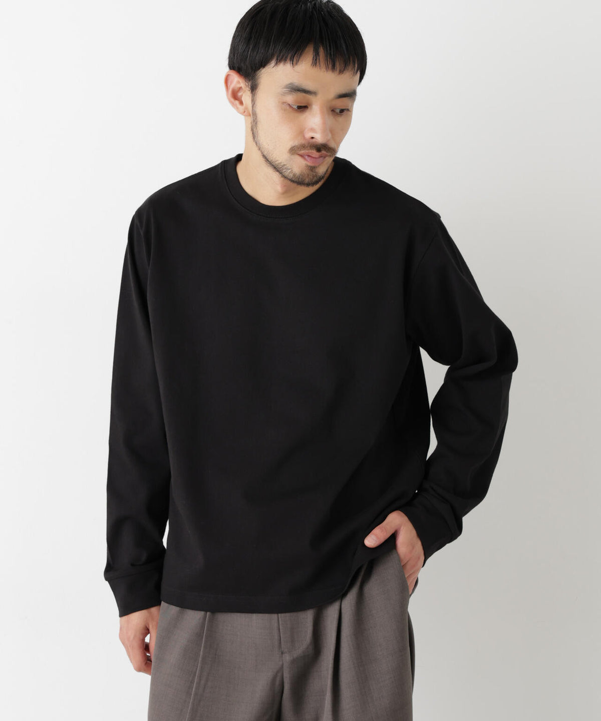 WEB限定/度詰めプレーティングクロップドTシャツ長袖