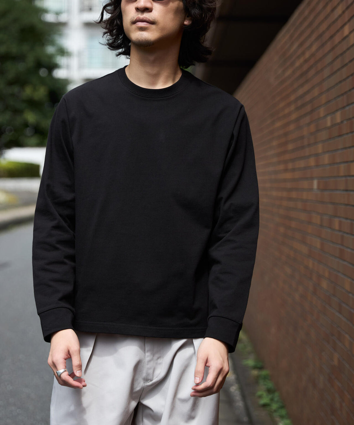 WEB限定/度詰めプレーティングクロップドTシャツ長袖