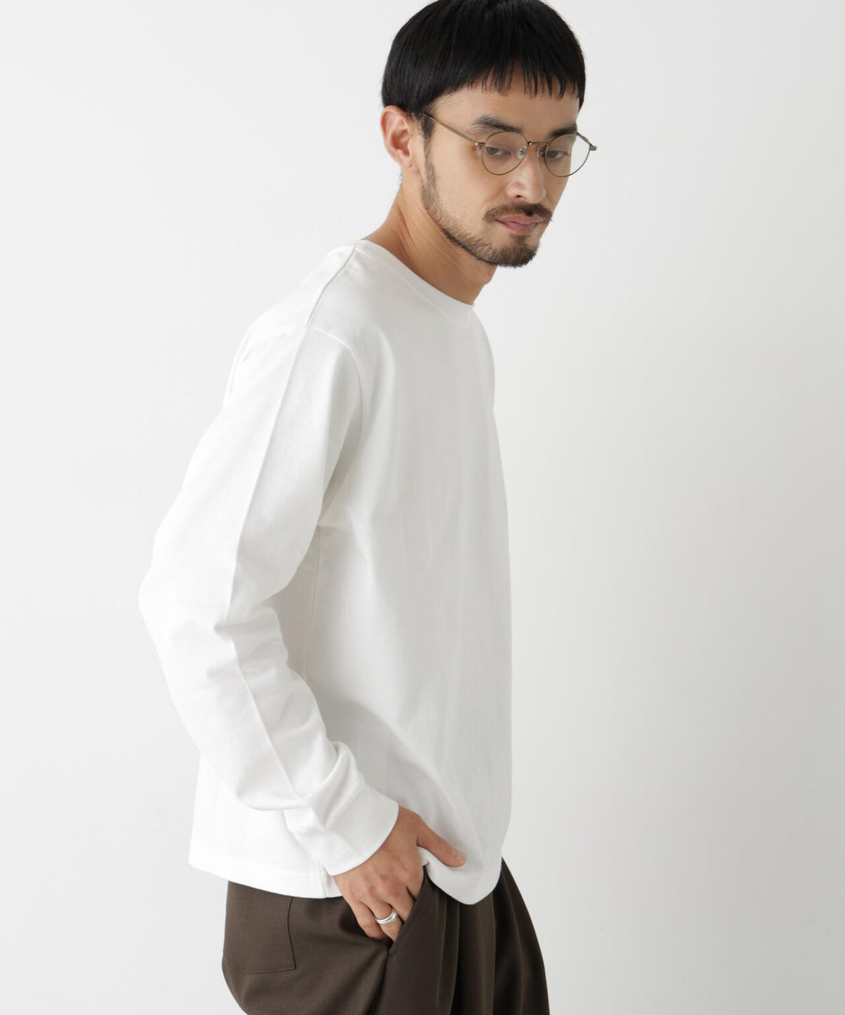 WEB限定/度詰めプレーティングクロップドTシャツ長袖