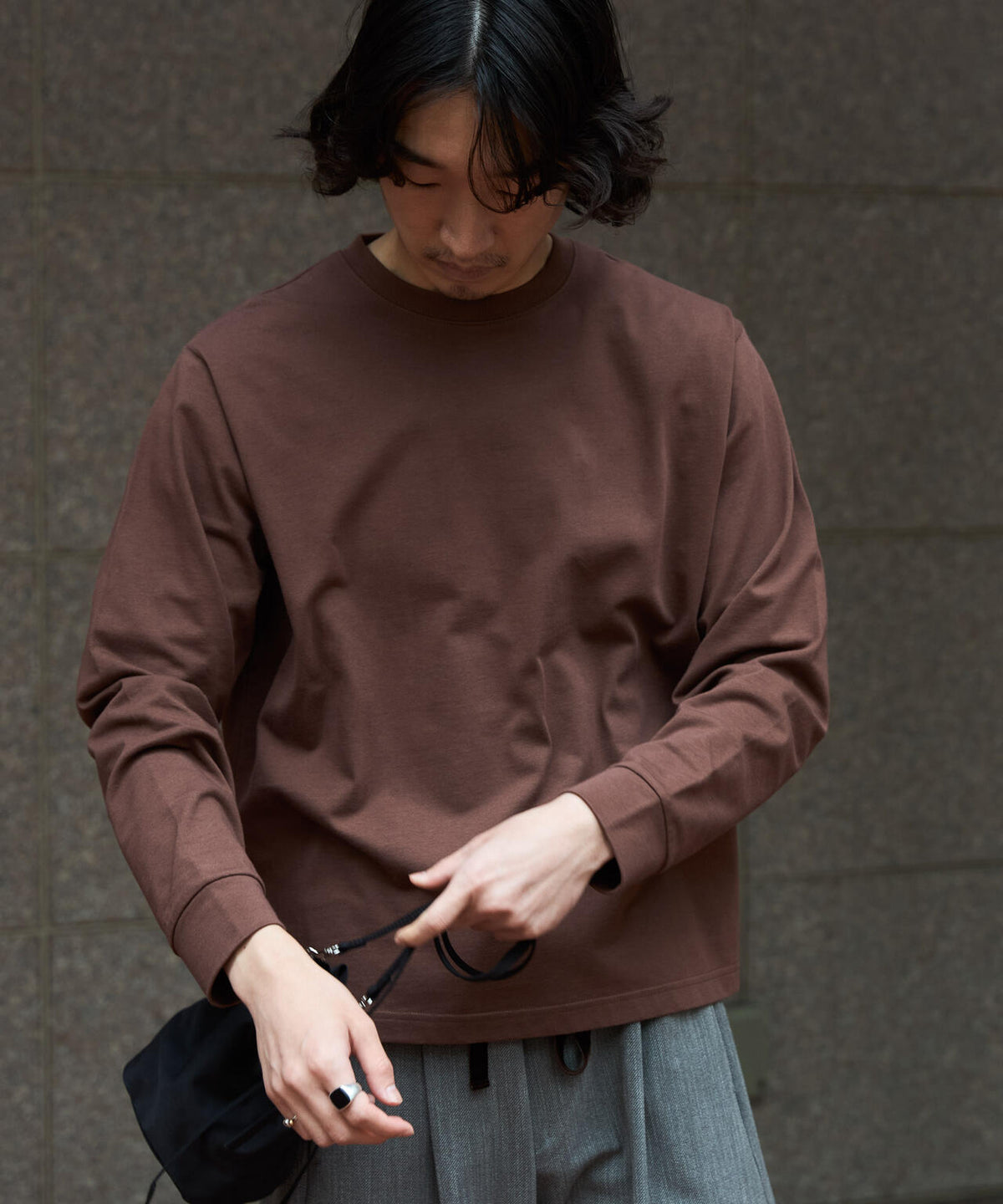 WEB限定/度詰めプレーティングクロップドTシャツ長袖