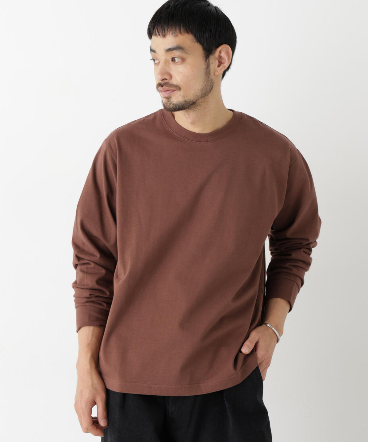 WEB限定/度詰めプレーティングクロップドTシャツ長袖