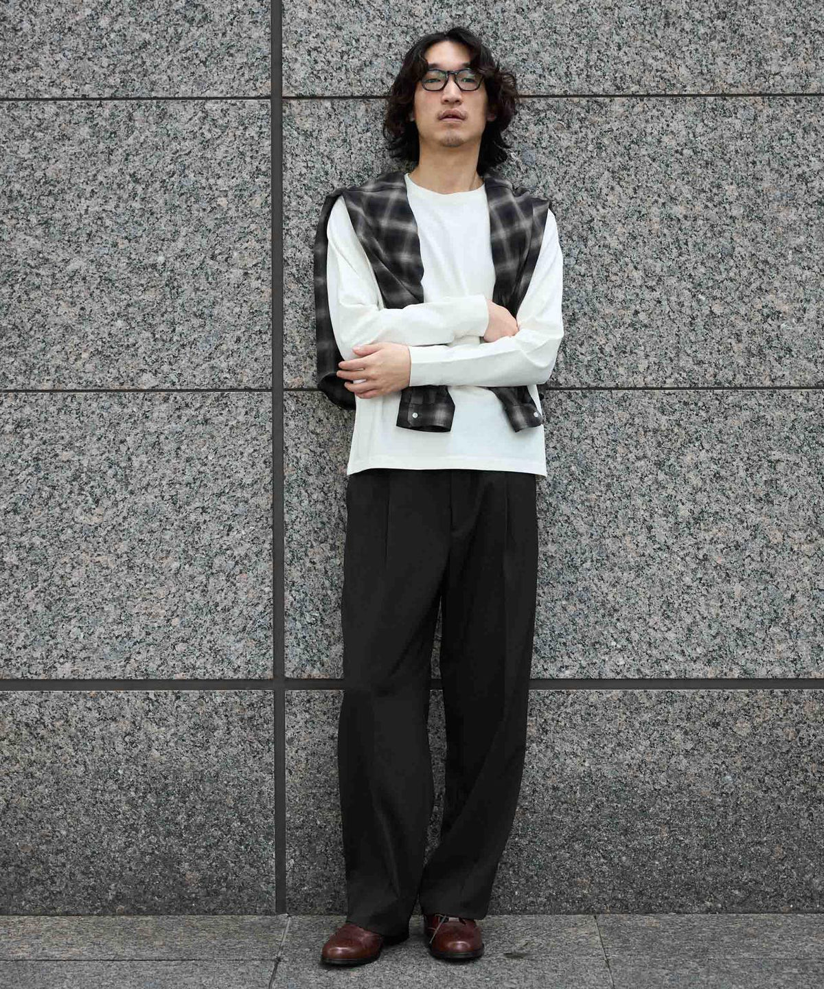 WEB限定/度詰めプレーティングフェードカラークロップドTシャツ長袖
