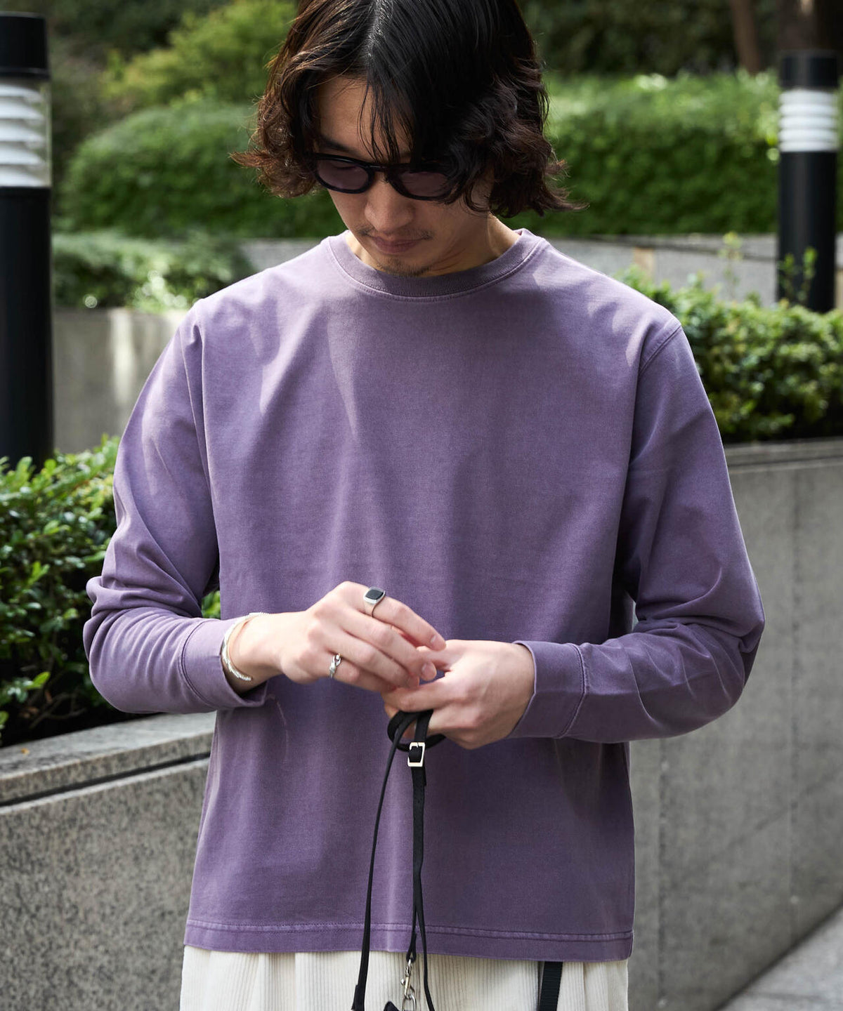 WEB限定/度詰めプレーティングフェードカラークロップドTシャツ長袖