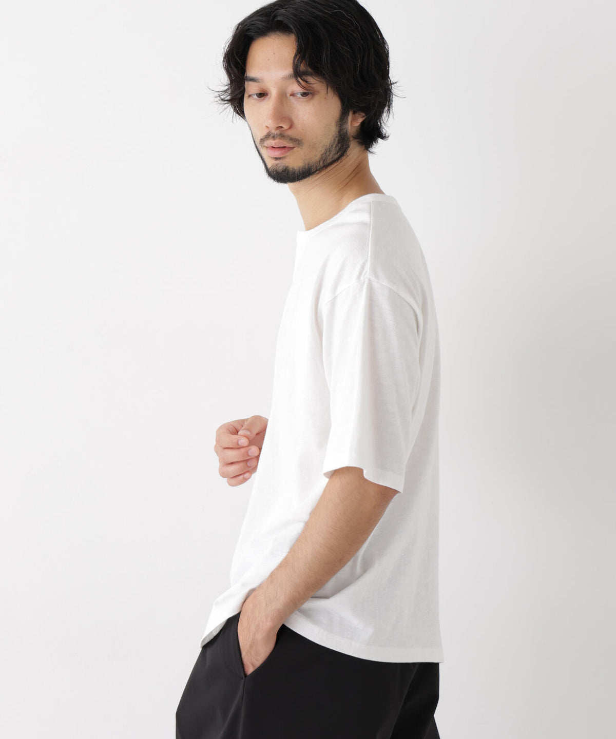 スラブヘンリーワイドTシャツ 半袖