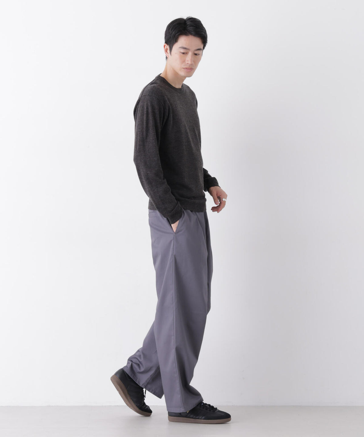 WEB限定/TCツイルワイドタックカーブパンツ