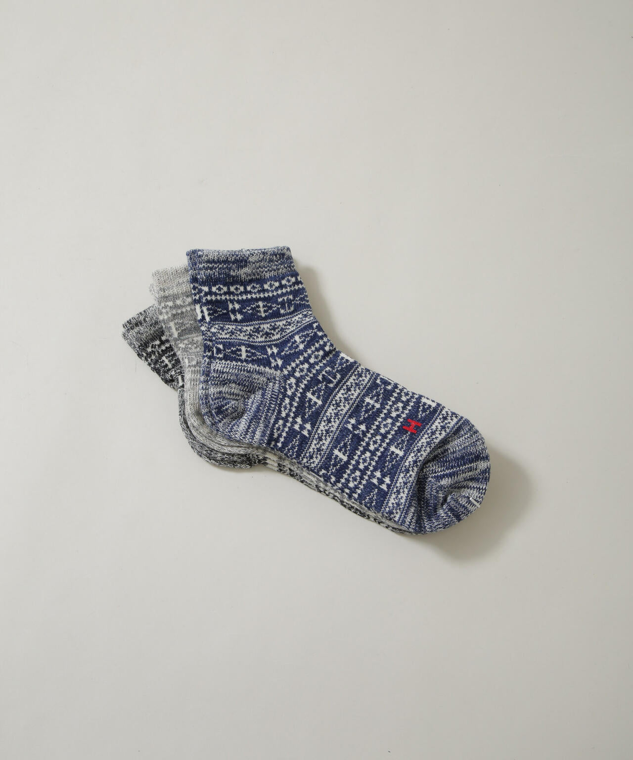 Healthknit/ジャガードソックス 3足セット