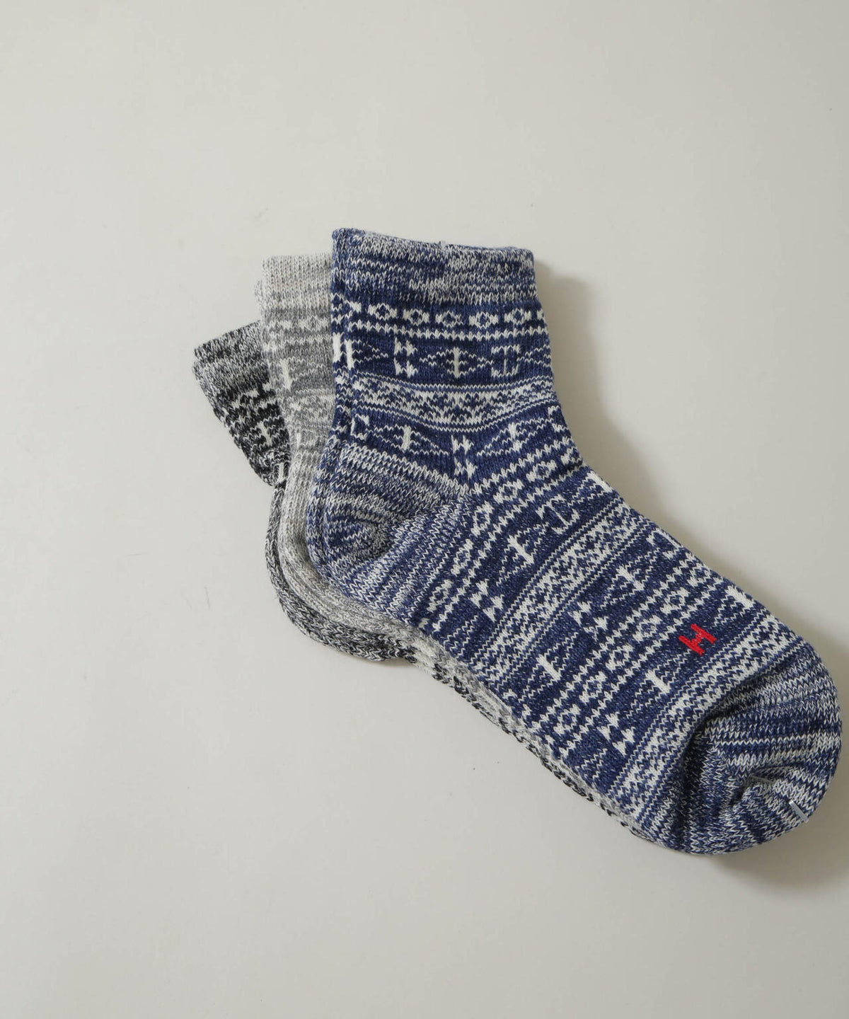 Healthknit/ジャガードソックス 3足セット