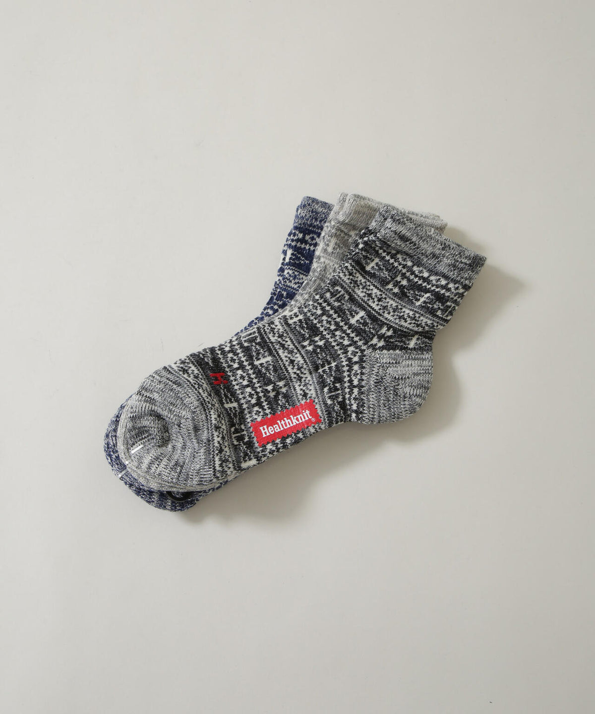 Healthknit/ジャガードソックス 3足セット