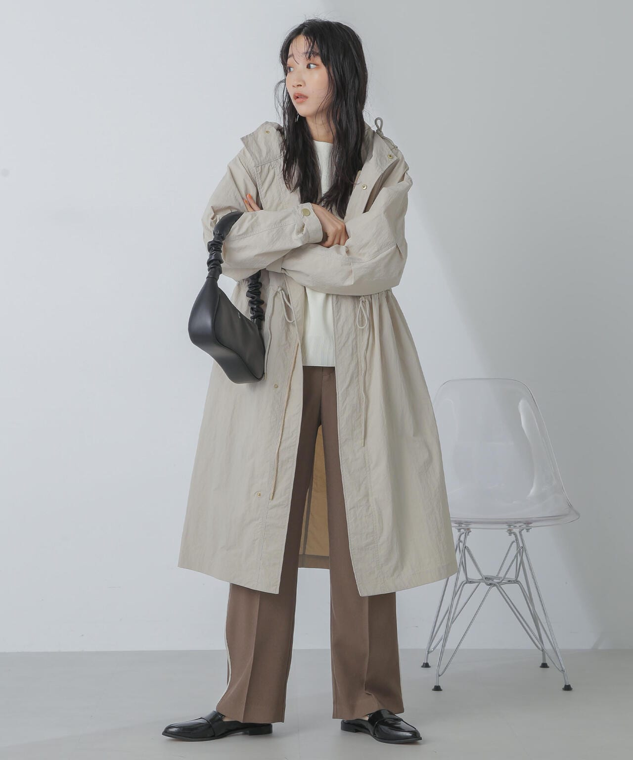 【花大好きさん専用】ロングコート カタログ掲載品】【ウォッシャブル】シャンブレータフタロングコート