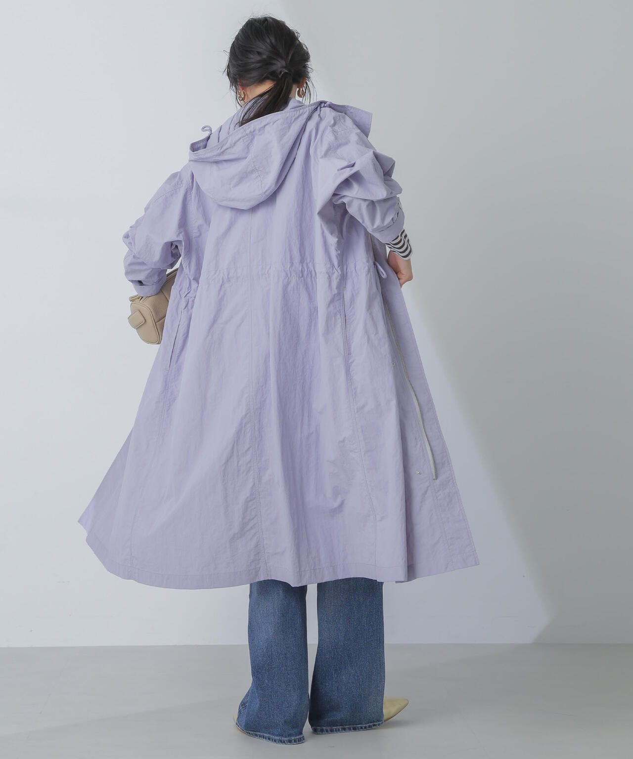 訳あり タトラス ナノユニバース別注 ARESA ナイロン ロングコート ピンク NANO universe（ナノ・ユニバース） コート アウター 撥水＆花粉ガード