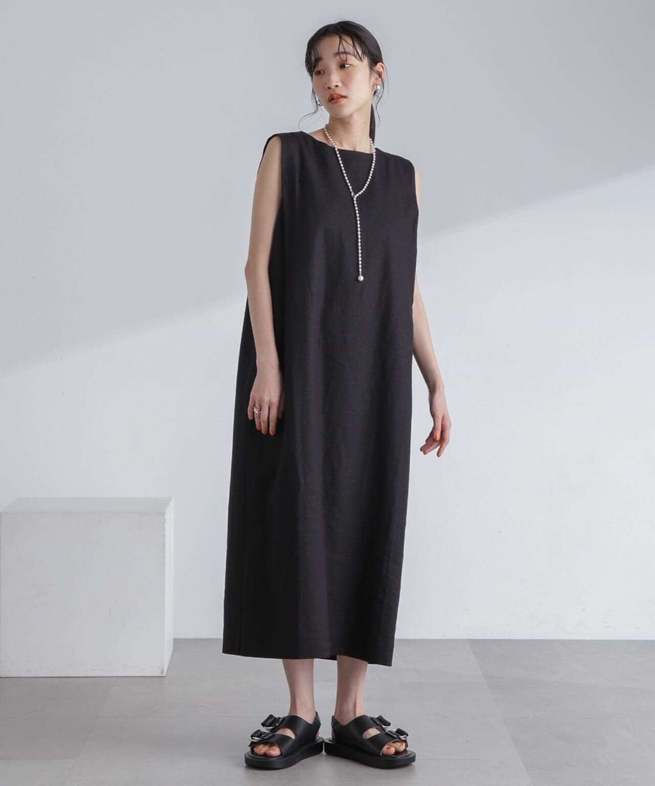 フレンチリネン混ノースリーブワンピース | NANO universe（ナノ