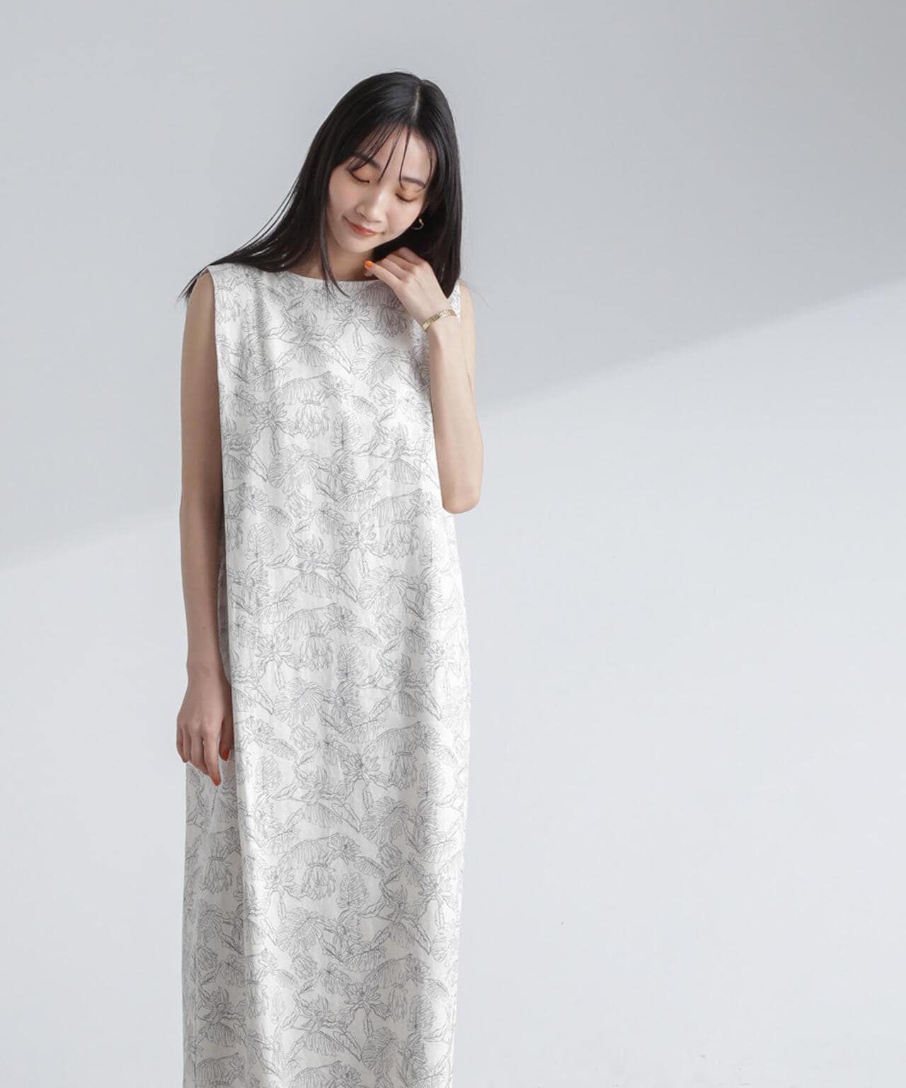 フレンチリネン混ノースリーブワンピース | NANO universe（ナノ