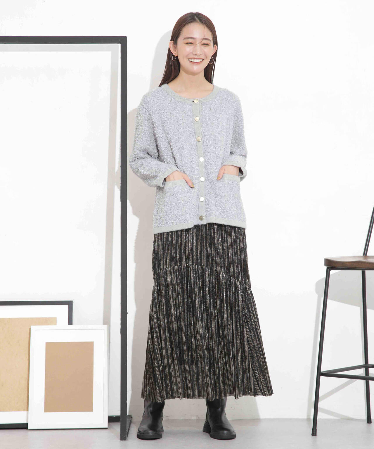 ツイードニットジャケットカーディガン