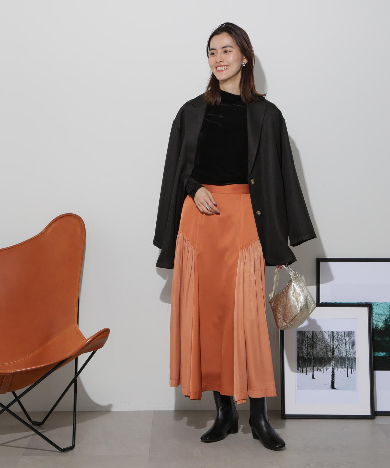 サイド切り替えサテンスカート | NANO universe（ナノ・ユニバース