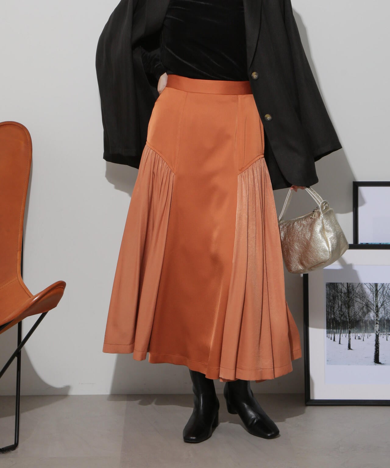 unoa ブルオンスカート　新品未使用 サイド切り替えサテンスカート | NANO universe（ナノ