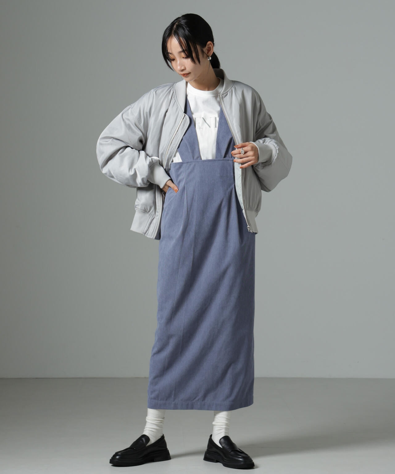 マイクロコールナロージャンパースカート(セットアップ可)