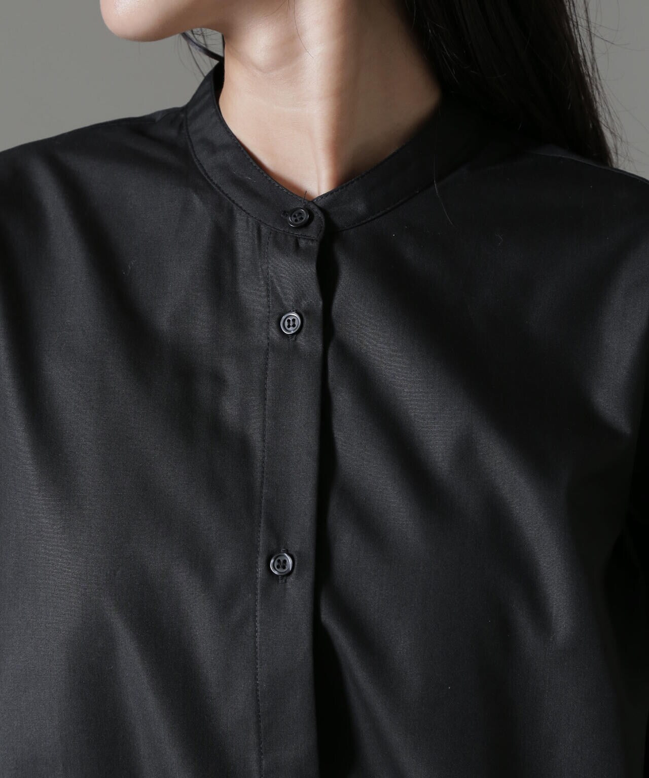 バンドカラーミディシャツワンピース