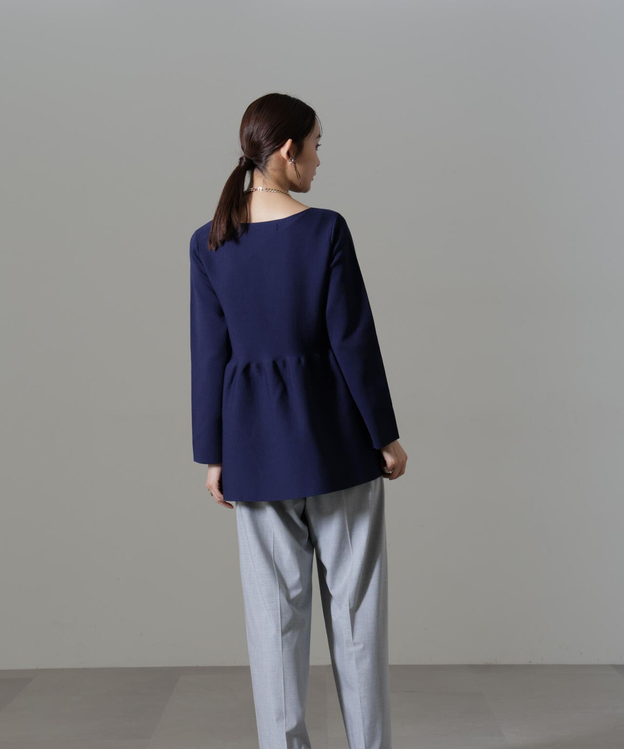 洗濯機洗い可ペプラムニットプルオーバー | NANO universe（ナノ