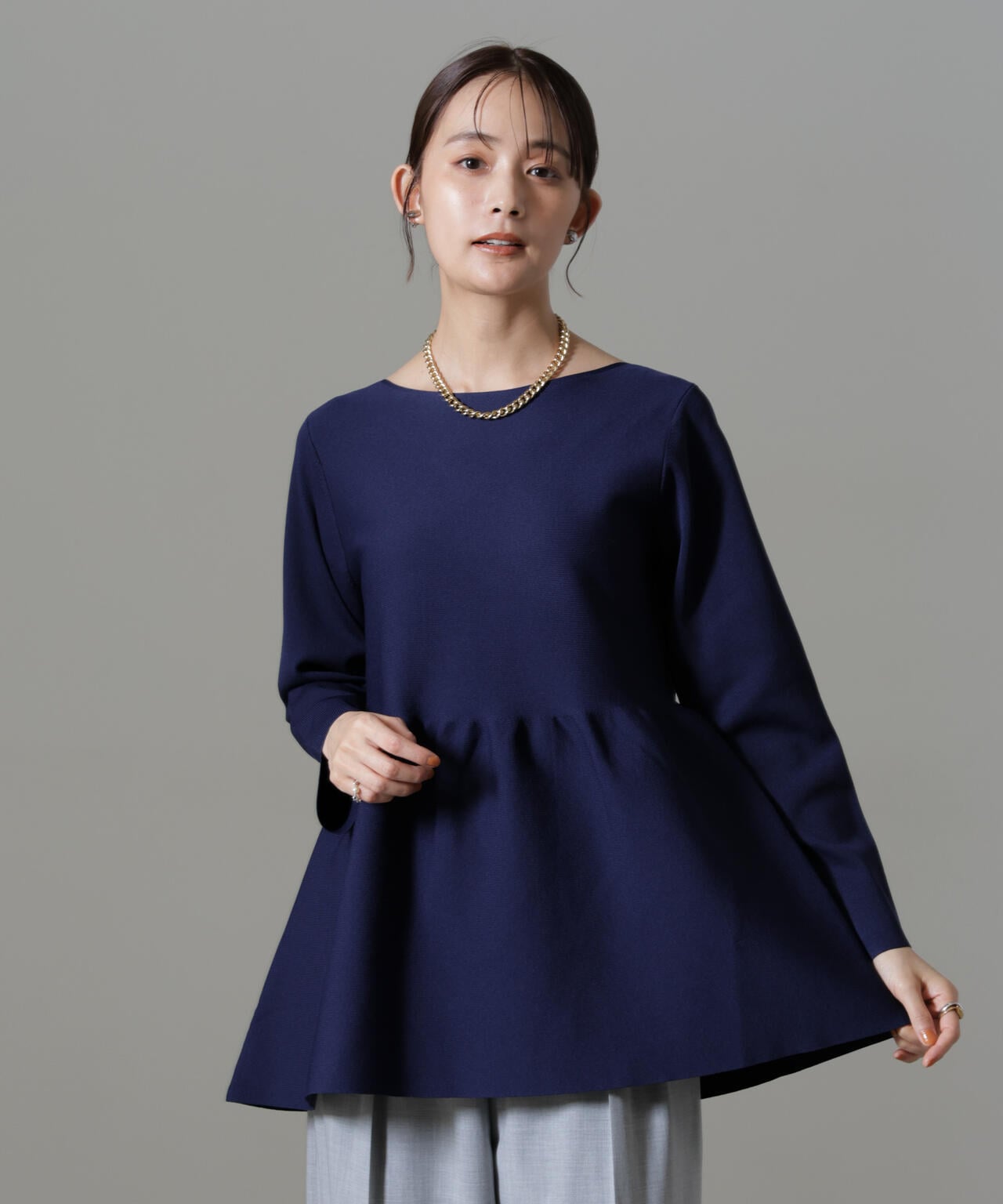 mideal アーガイルペプラムニット ネイビー mideal アーガイルペプラムニット グレー - メルカリ