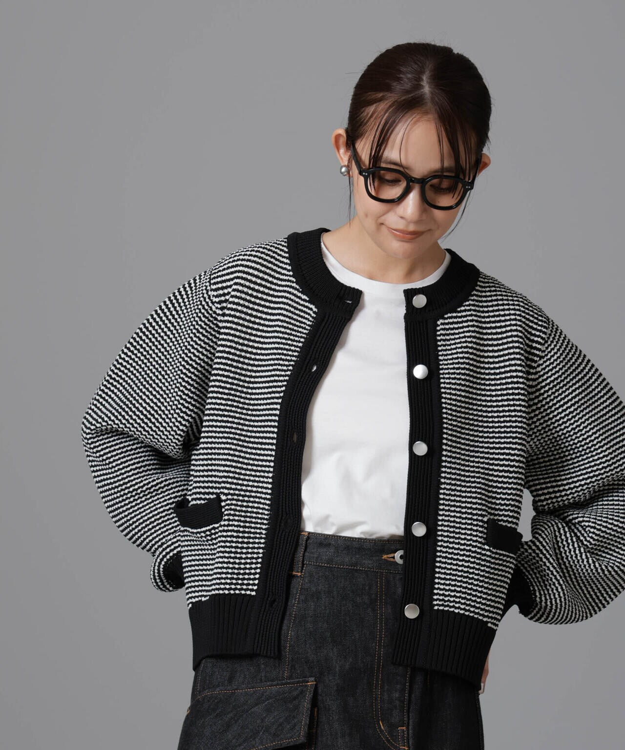 nano・universe ニットカーディガン 黒 S NANO universe（ナノユニバース）の「ラメシャギーニットカーディガン