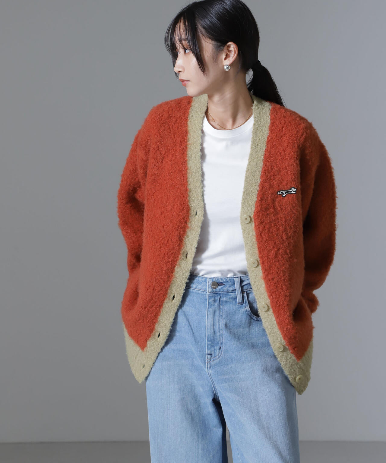 PENNEYS別注TheFOXバイカラーvネックカーディガン