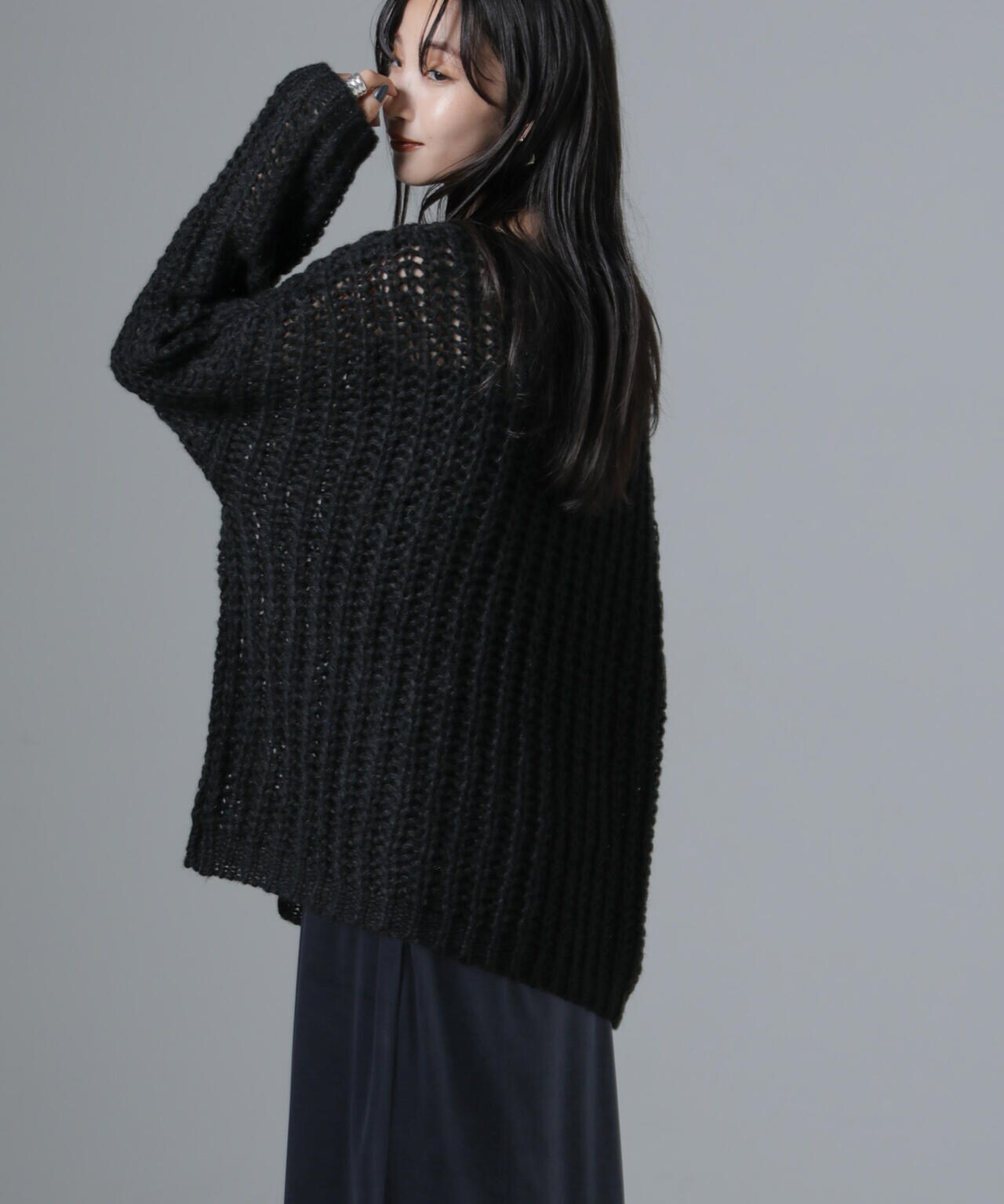 モヘヤライクローゲージニットプルオーバー