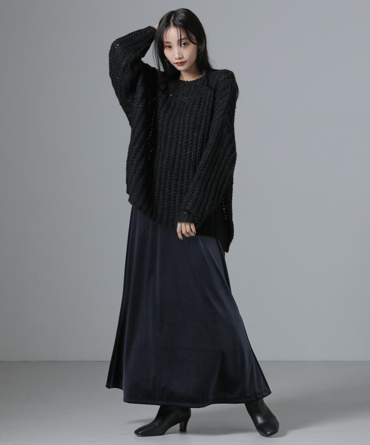 モヘヤライクローゲージニットプルオーバー