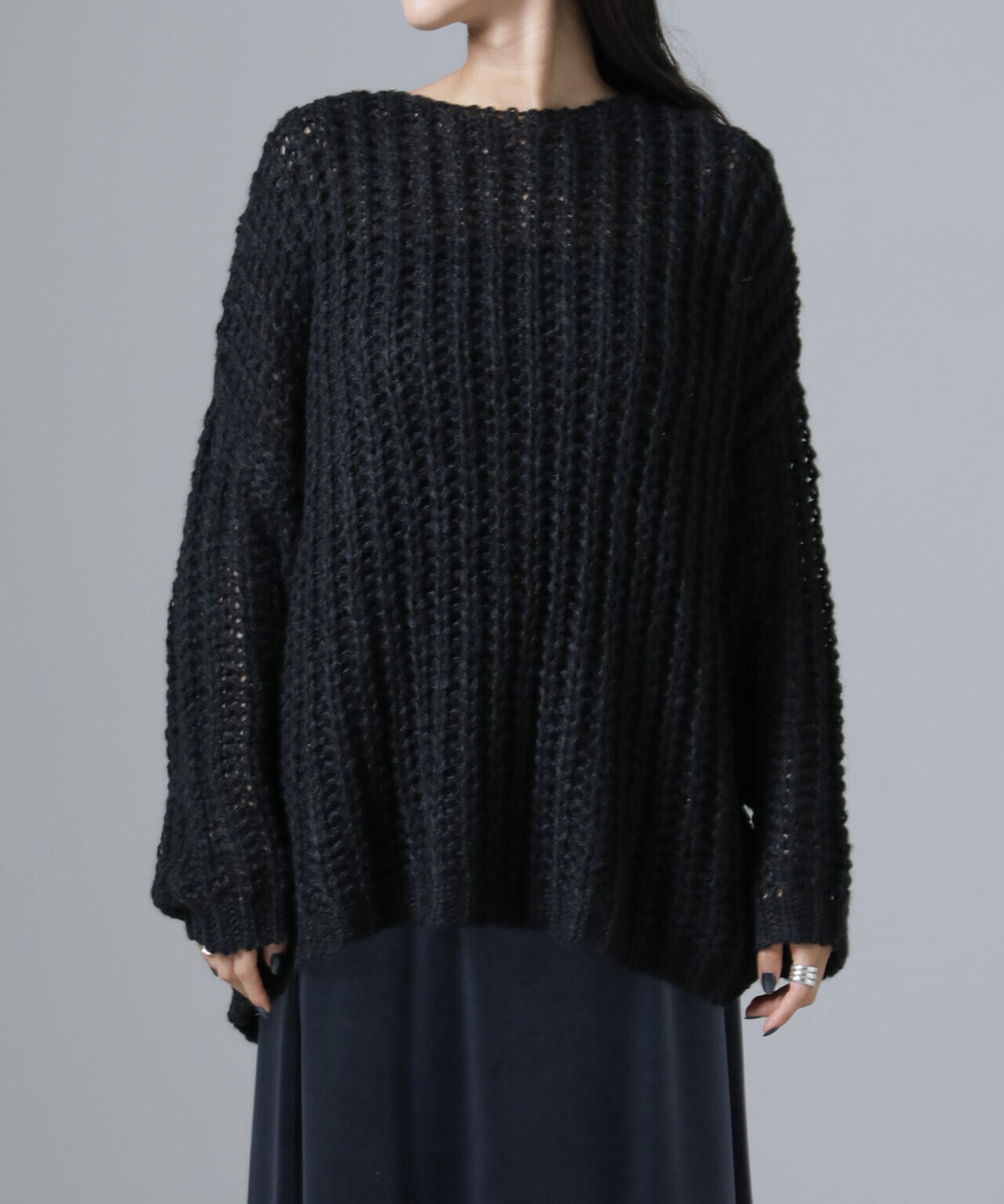 モヘヤライクローゲージニットプルオーバー