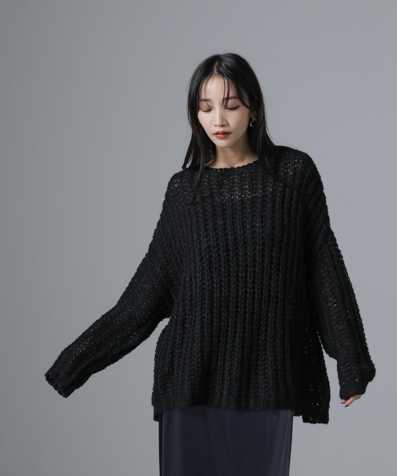 モヘヤライクローゲージニットプルオーバー