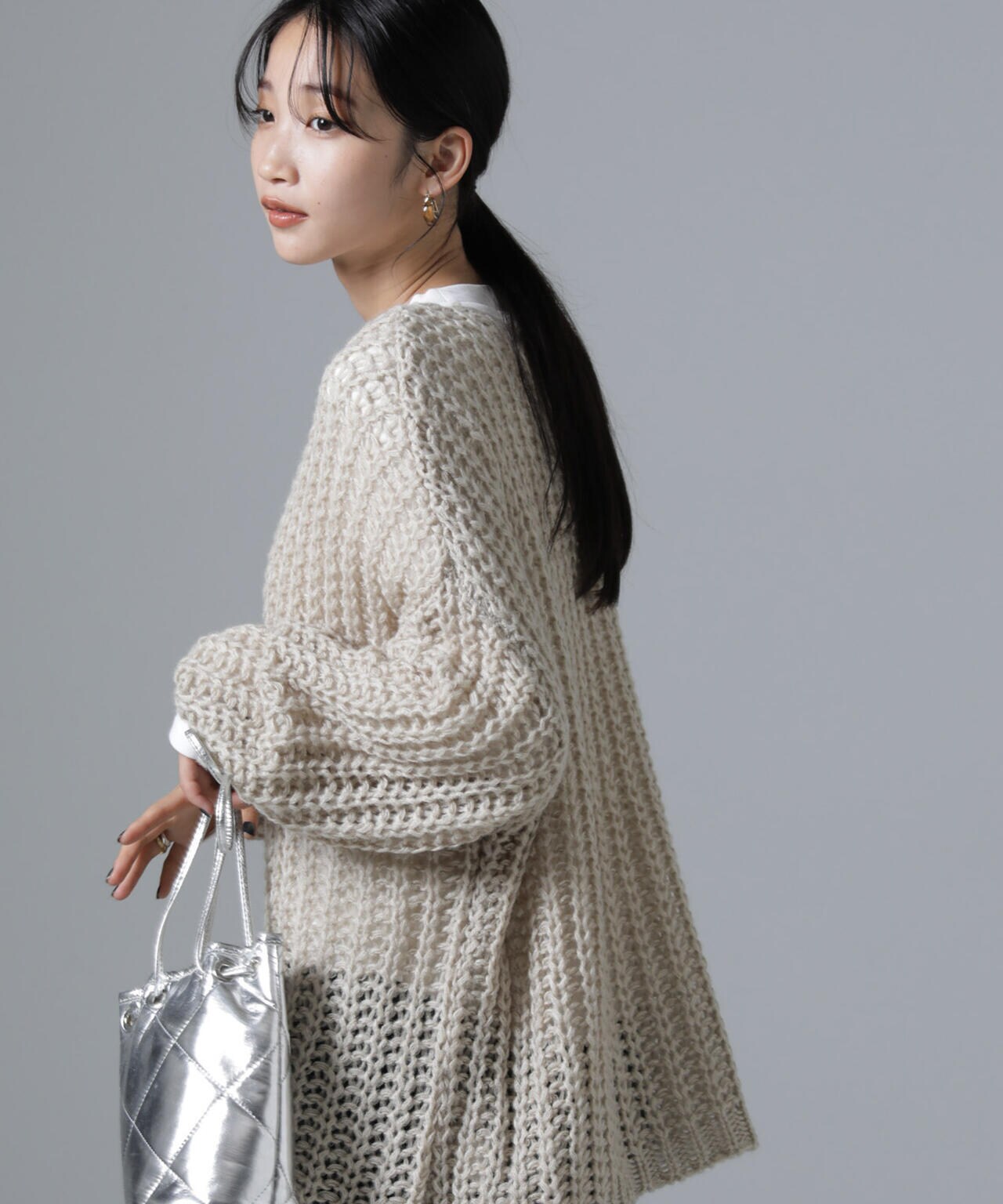 モヘヤライクローゲージニットプルオーバー