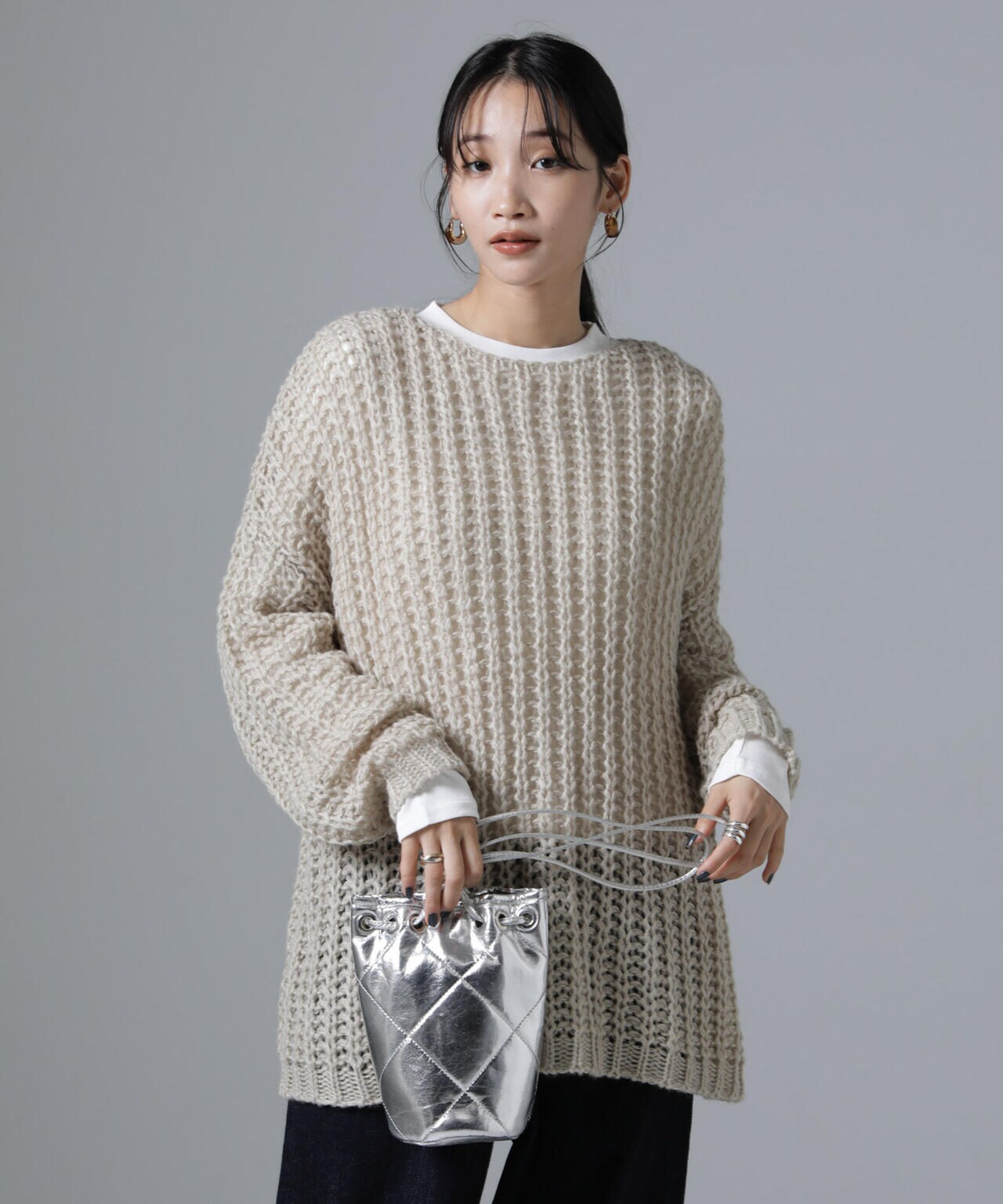 モヘヤライクローゲージニットプルオーバー