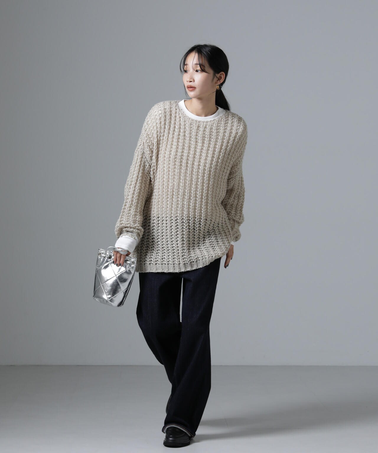 モヘヤライクローゲージニットプルオーバー