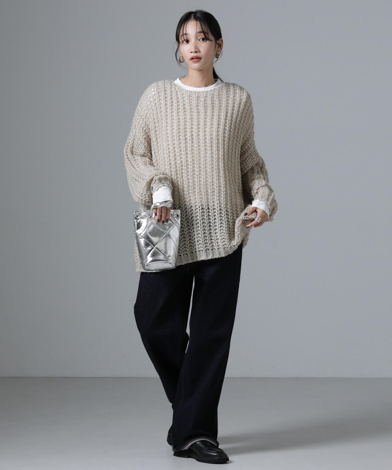 モヘヤライクローゲージニットプルオーバー