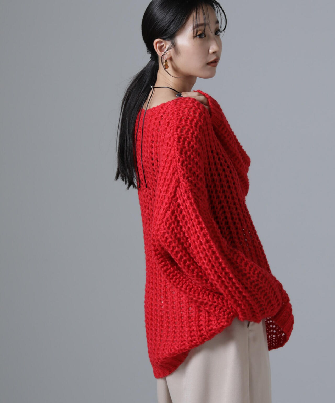 モヘヤライクローゲージニットプルオーバー