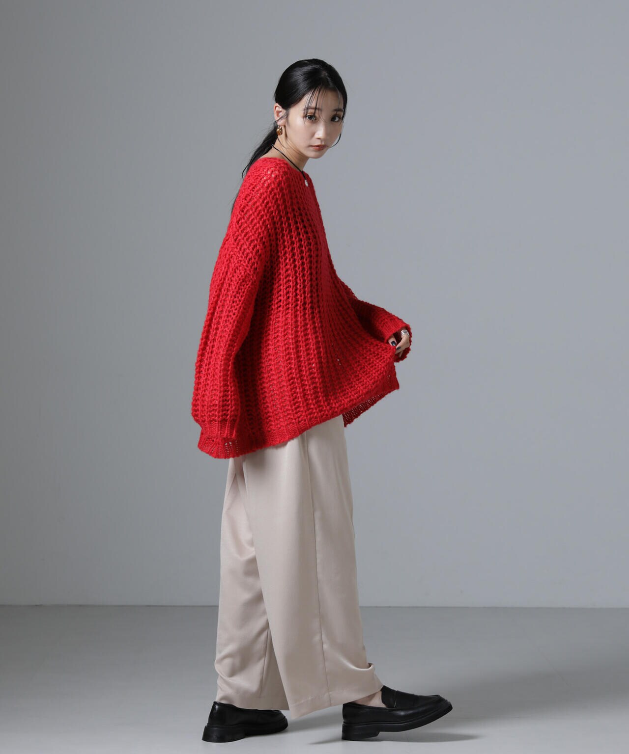 モヘヤライクローゲージニットプルオーバー