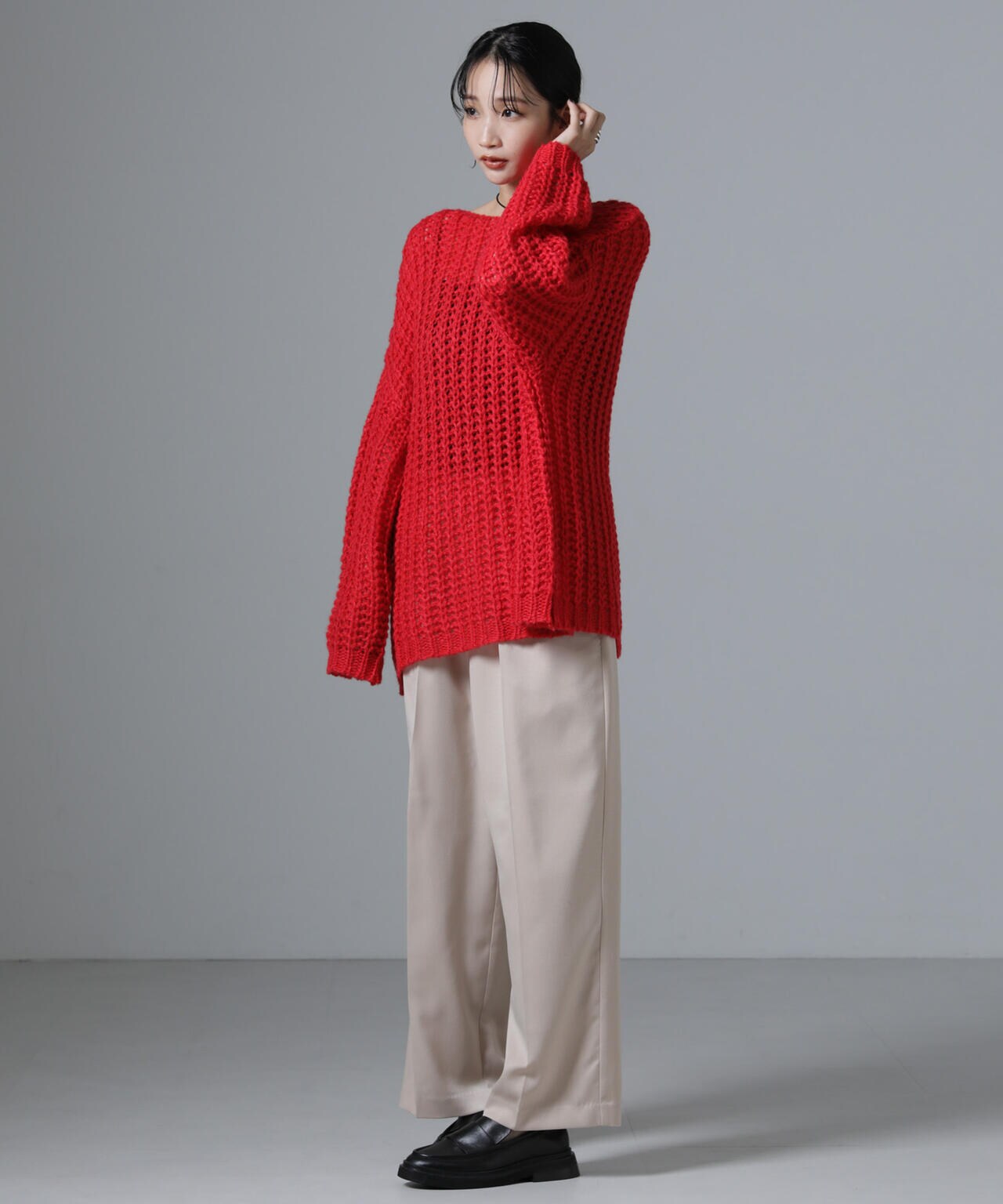 モヘヤライクローゲージニットプルオーバー