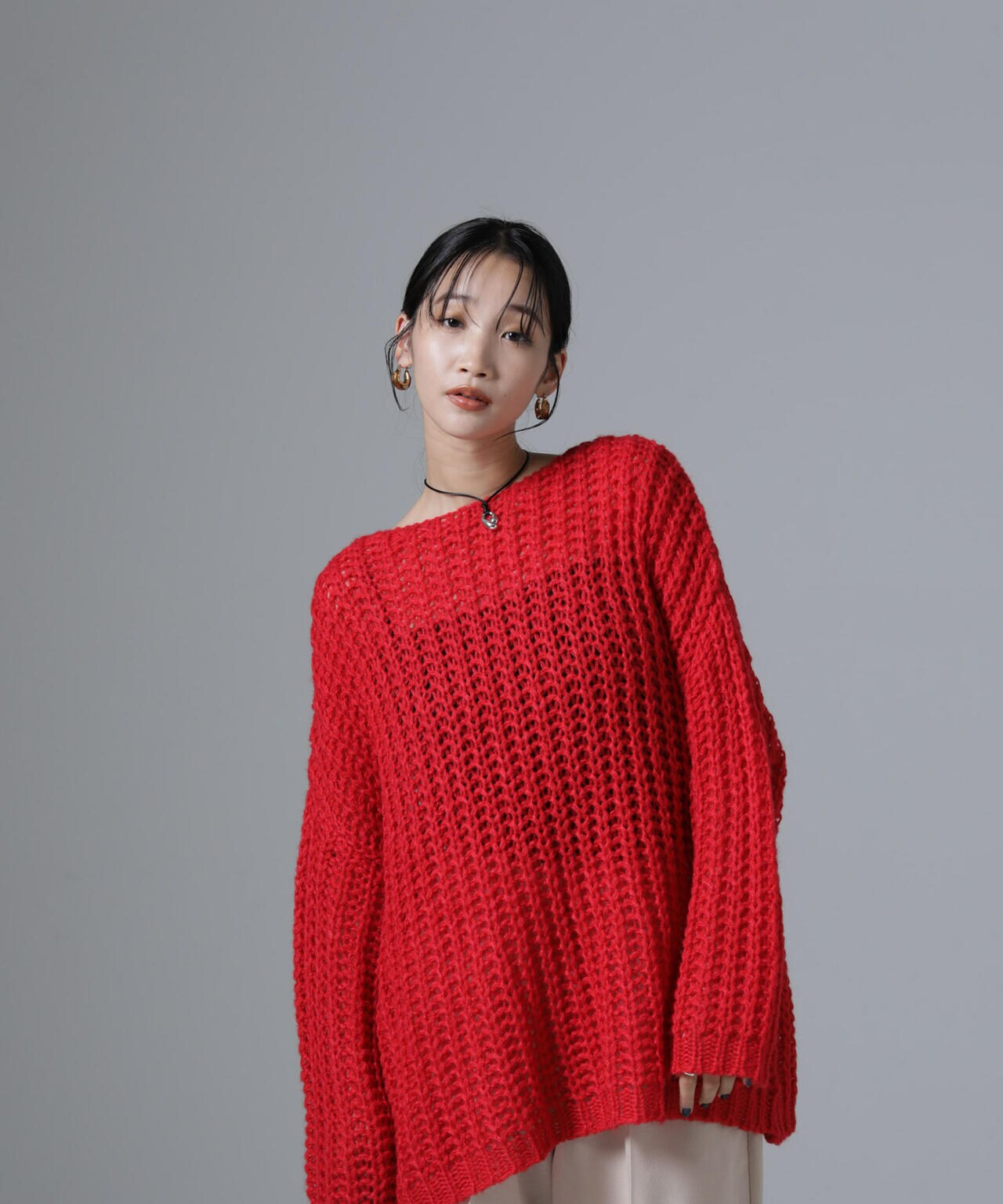 モヘヤライクローゲージニットプルオーバー