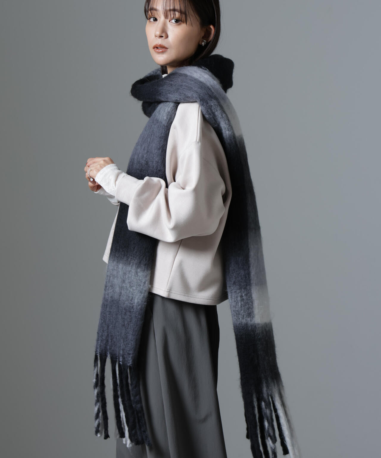 裏起毛ダンボールカットキーネックトップス（セットアップ可） | NANO