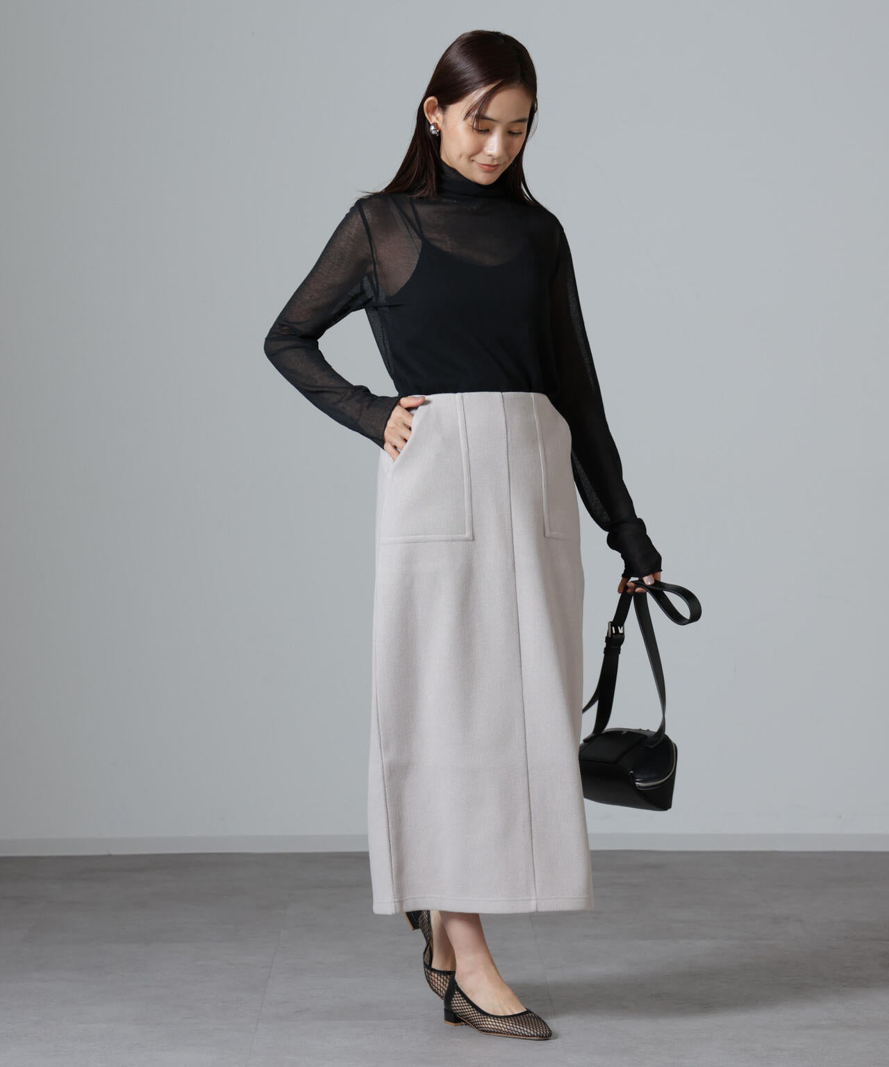 ウールライクニードルパンチスカート(セットアップ可)