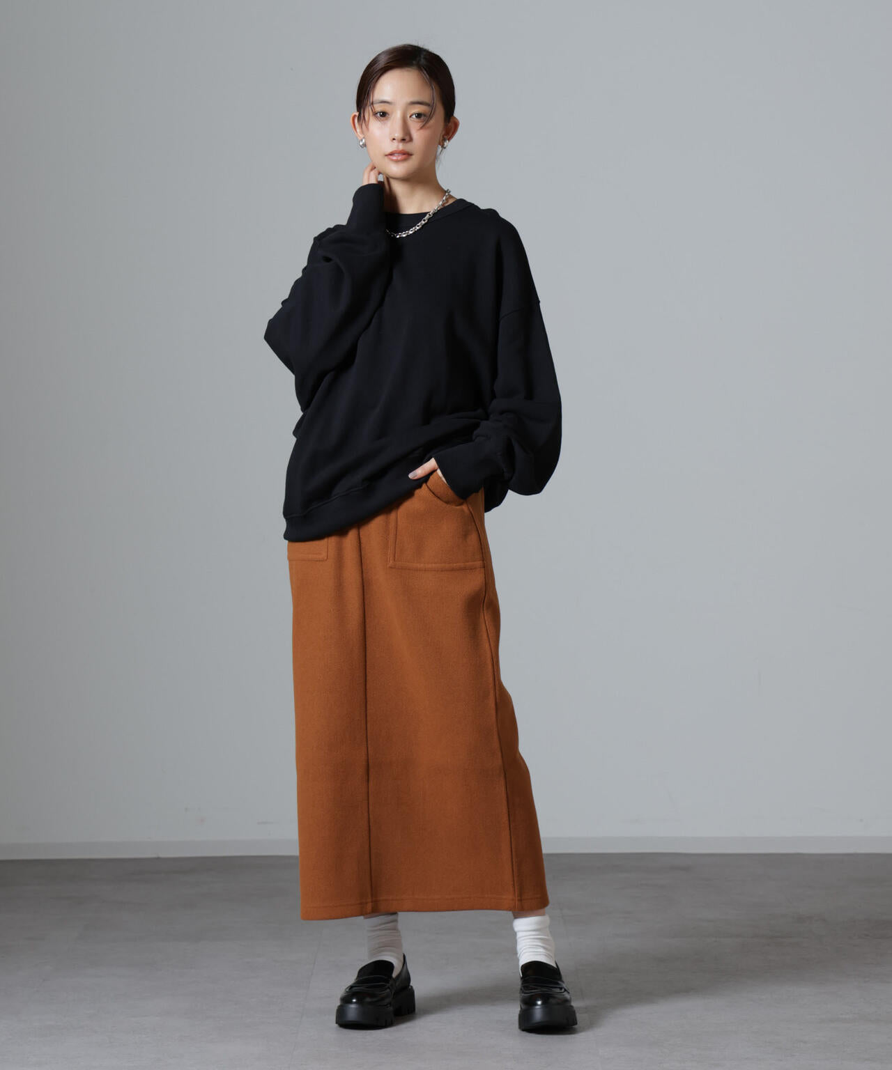 ウールライクニードルパンチスカート(セットアップ可)