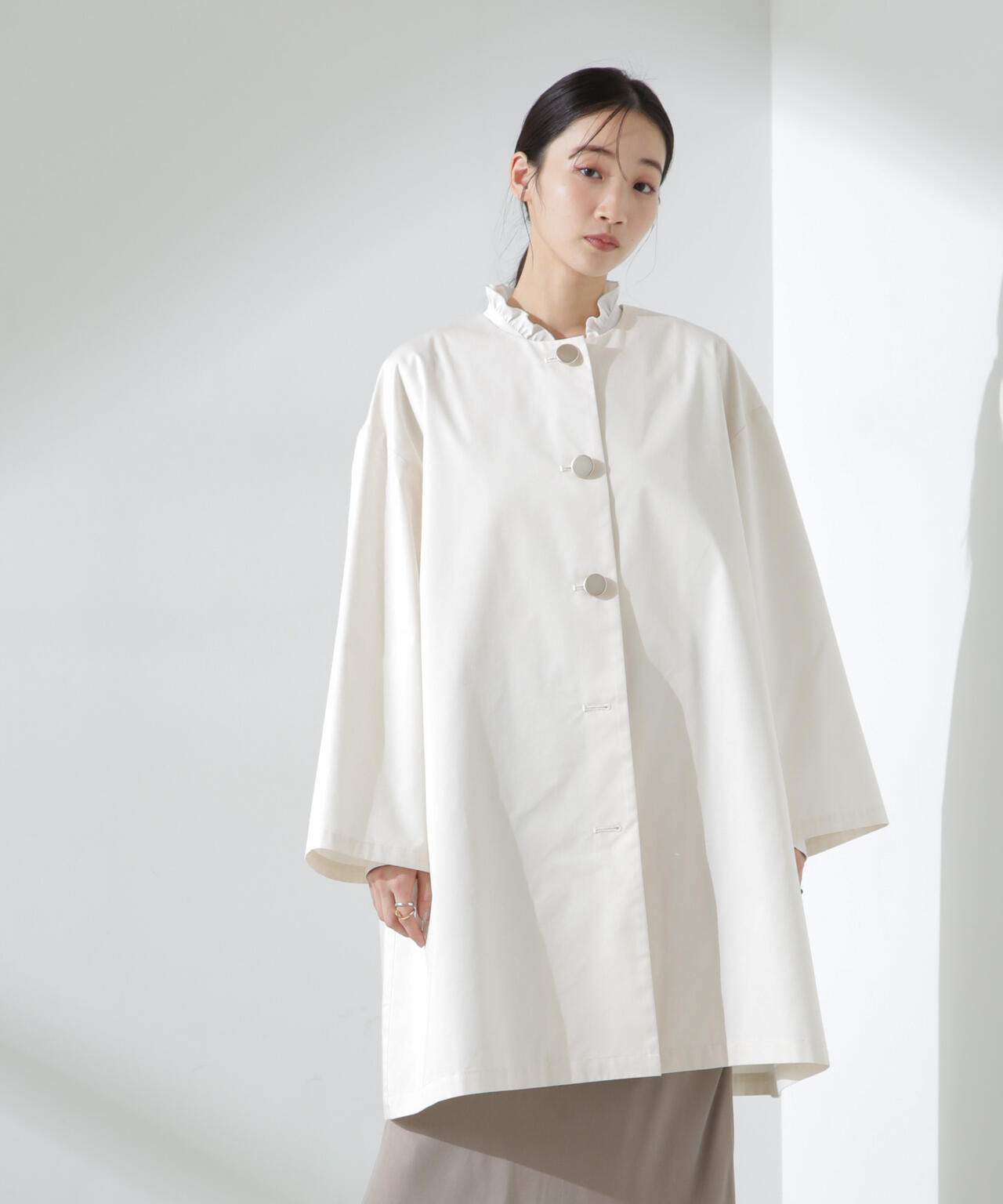 人気シリーズ！春の機能性アウター】撥水&花粉ガードノーカラーコート