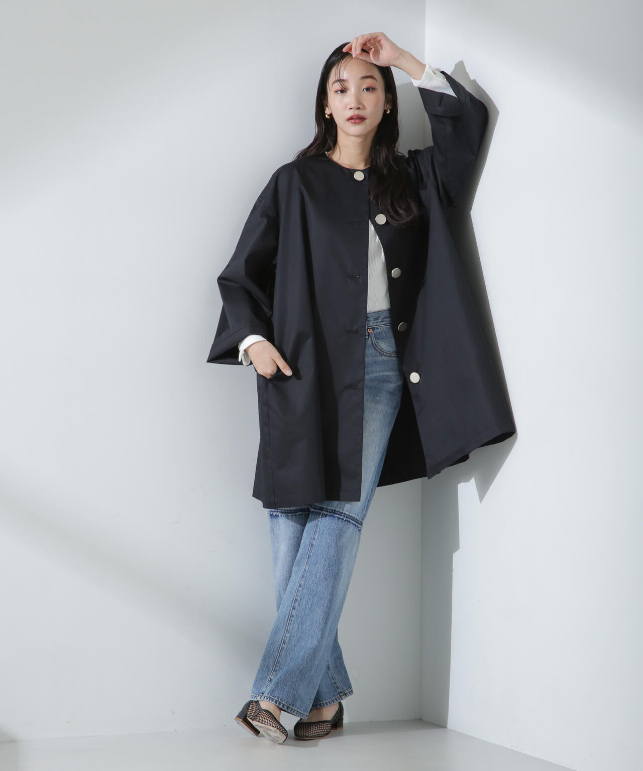 人気シリーズ！春の機能性アウター】撥水&花粉ガードノーカラーコート