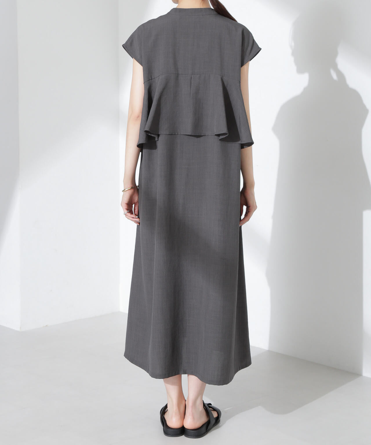 リネンタッチバックフレアスキッパーワンピース | NANO universe