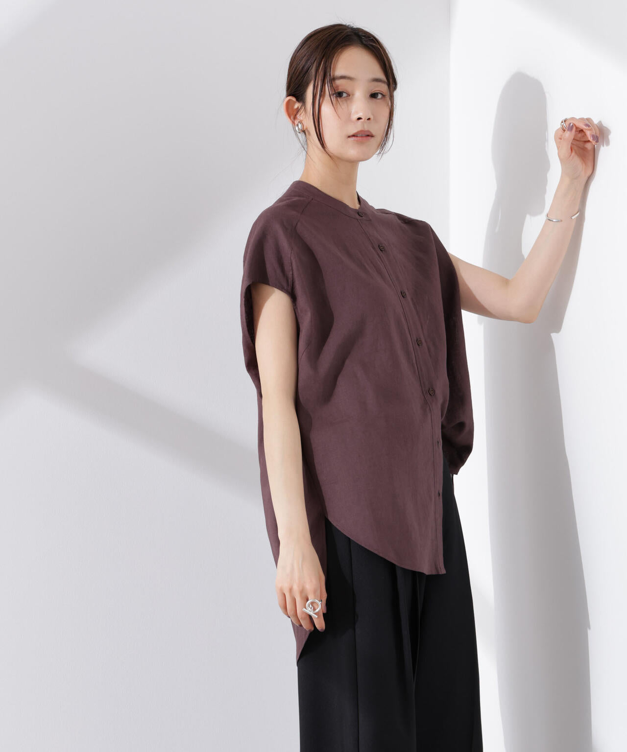Anti Smell Linen フレンチスリーブシャツ