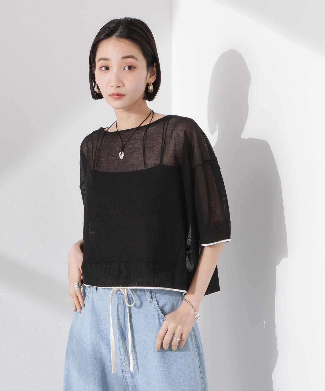 洗濯機洗可バイカラーシアーニット | NANO universe（ナノ